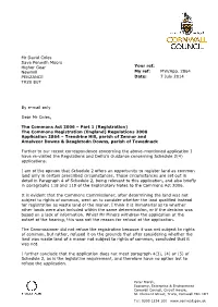 Application 2864, Refused, July 2014. to Register