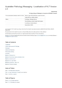 Australian Pathology Messaging - Localisation of HL7 Version 2.4