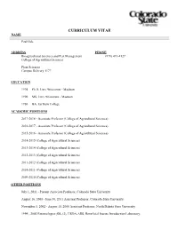 Curriculum Vitae Name