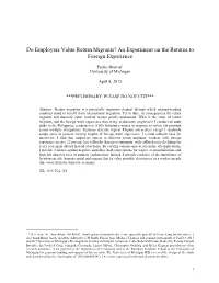 Do Employers Value Return Migrants? an Experiment on the Returns to Foreign Experience