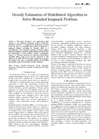 Greedy Estimation of Distributed Algorithm to Solve Bounded Knapsack Problem