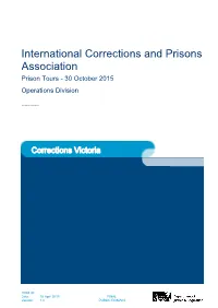 International Corrections and Prisons Association Prison Tours - 30 October 2015 Operations Division Do Not Delete Section Break Below This Paragraph