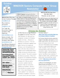 WINDSOR Seniors Computer Users' Group Newsletter