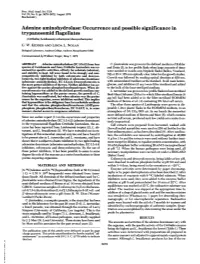 Adenine Aminohydrolase: Occurrence and Possible Significance in Trypanosomid Flagellates (Crithidia/Leishmania/ Coformycin/Deoxycoformycin) G