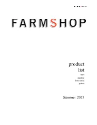 Bakery Product List