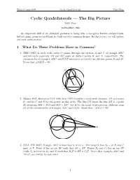 Cyclic Quadrilaterals — the Big Picture Yufei Zhao Yufeiz@Mit.Edu