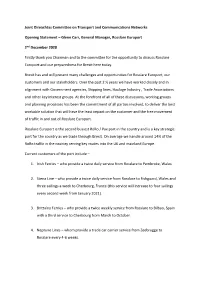 Joint Oireachtas Committee on Transport and Communications Networks Opening Statement – Glenn Carr, General Manager, Rosslare