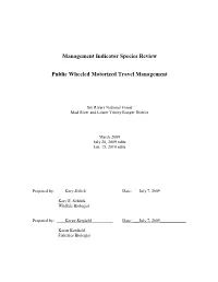 Management Indicator Species Review