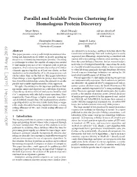 Parallel and Scalable Precise Clustering for Homologous Protein Discovery