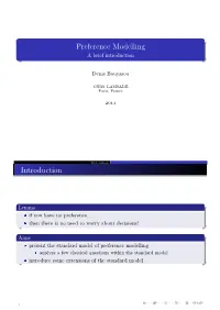 Preference Modelling Introduction
