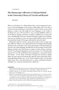 The Manuscript Collection of Adriaan Reland in the University Library of Utrecht and Beyond