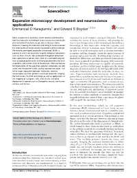 Expansion Microscopy: Development and Neuroscience Applications