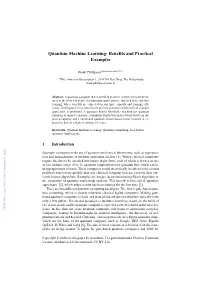 Quantum Machine Learning: Benefits and Practical Examples