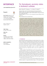 The Thermodynamic Uncertainty Relation in Biochemical Oscillations Royalsocietypublishing.Org/Journal/Rsif Robert Marsland III1, Wenping Cui1,2 and Jordan M