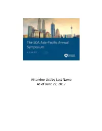 Attendee List by Last Name