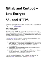 Gitlab Letsencrypt and Certbot