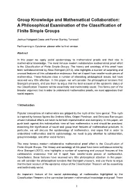 Group Knowledge and Mathematical Collaboration: a Philosophical Examination of the Classification of Finite Simple Groups