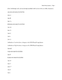 [Start with Listings with Each Line Having Hyperlink to Full Section in the Rest of This Document.] ABO BLOOD GROUP SYSTEM Anti