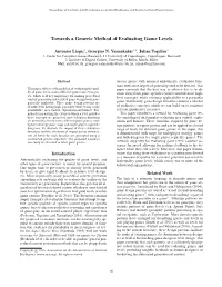 Towards a Generic Method of Evaluating Game Levels