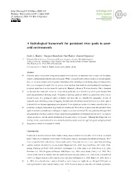 A Hydrological Framework for Persistent River Pools in Semi- Arid Environments