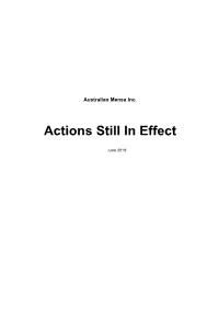 Actions Still in Effect