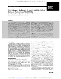 AMPK Causes Cell Cycle Arrest in LKB1-Deficient Cells Via Activation of CAMKK2