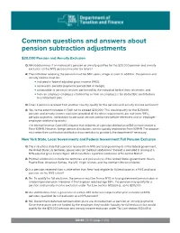 Common Questions and Answers About Pension Subtraction Adjustments