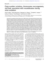 Copy Number Variation, Chromosome Rearrangement, and Their Association with Recombination During Avian Evolution