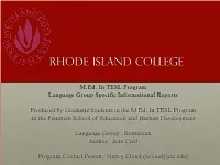 Language Group Specific Informational Reports