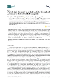 Peptide Self-Assembly Into Hydrogels for Biomedical Applications Related to Hydroxyapatite