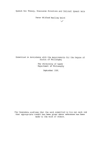 Speech Act Theory, Discourse Structure and Indirect Speech Acts