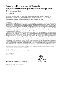 Structure Elucidations of Bacterial Polysaccharides Using Nmr Spectroscopy and Bioinformatics