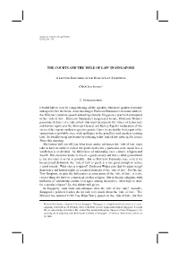 The Courts and the 'Rule of Law' in Singapore