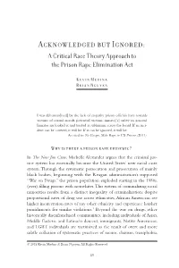 A Critical Race Theory Approach to the Prison Rape Elimination Act