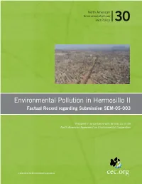 Environmental Pollution in Hermosillo II Factual Record Regarding Submission SEM-05-003