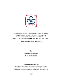 Juridical Analysis on the Eviction of Kampung Luar Batang Jakarta in Relation with State Right to Control (Hak Menguasai Negara)