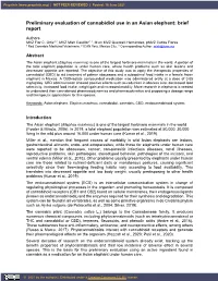 Preliminary Evaluation of Cannabidiol Use in an Asian Elephant: Brief Report