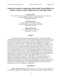 Student Perceptions of Engagement Using Mobile-Based Polling As an Audience Response System: Implications for Leadership Studies