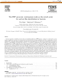 The PEP–Pyruvate–Oxaloacetate Node As the Switch Point for Carbon ﬂux Distribution in Bacteria