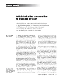 Which Industries Are Sensitive to Business Cycles?