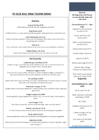 YE OLDE BULL RING TAVERN MENU All Baguettes and Paninis Are Served with Chips and Side Salad Starters