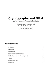 Cryptography and DRM Martin Persson & Alexander Nordfelth