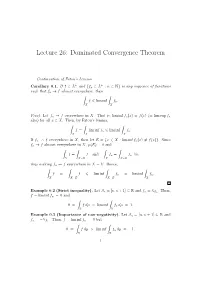 Lecture 26: Dominated Convergence Theorem
