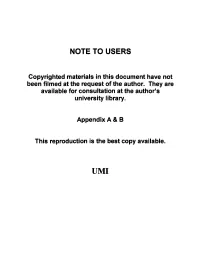 Note to Users