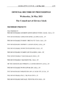 OFFICIAL RECORD of PROCEEDINGS Wednesday, 26