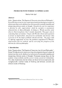 PROBLEMS with WIREDU's EMPIRICALISM Martin Odei Ajei1