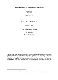 Supply Response of Cocoa in Papua New Guinea Boniface Aipi* Tanu