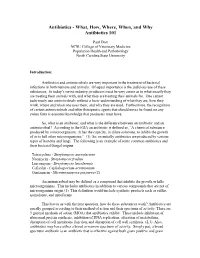 What, How, Where, When, and Why Antibiotics 101