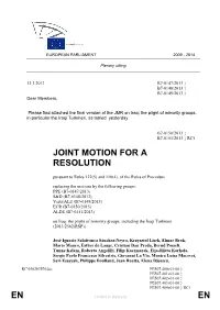 Joint Motion for a Resolution on Iraq: the Plight of Minority Groups