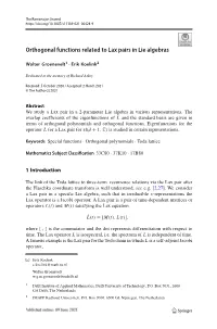 Orthogonal Functions Related to Lax Pairs in Lie Algebras